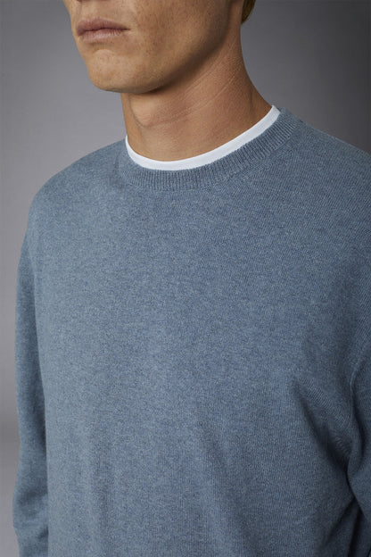 Men's roundneck wool and cotton sweater