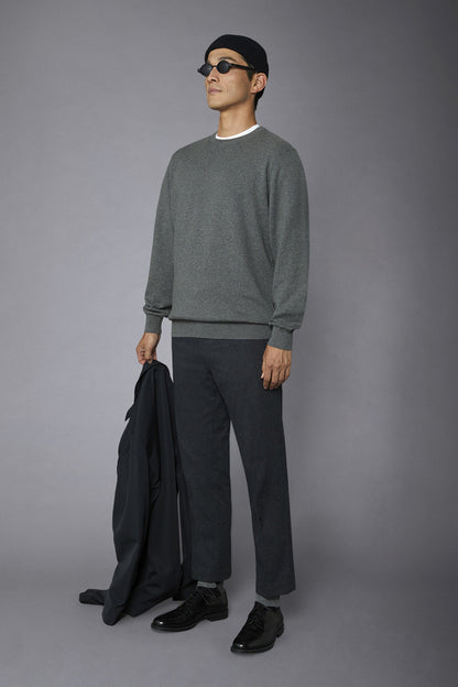 Men's roundneck wool and cotton sweater