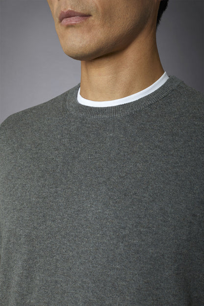 Men's roundneck wool and cotton sweater