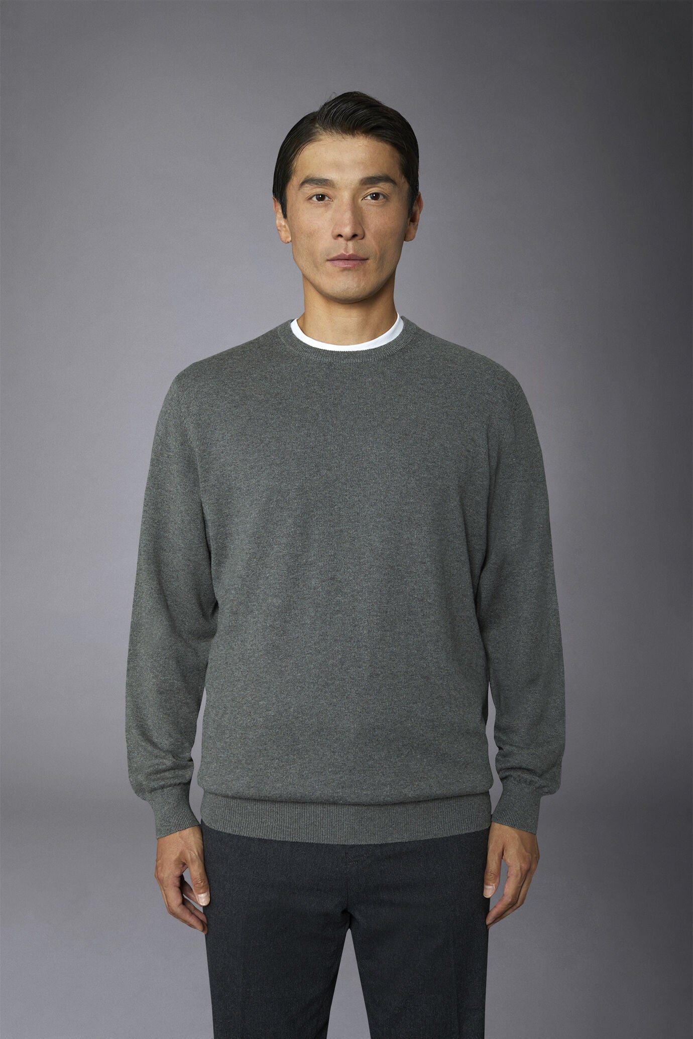 Men's roundneck wool and cotton sweater