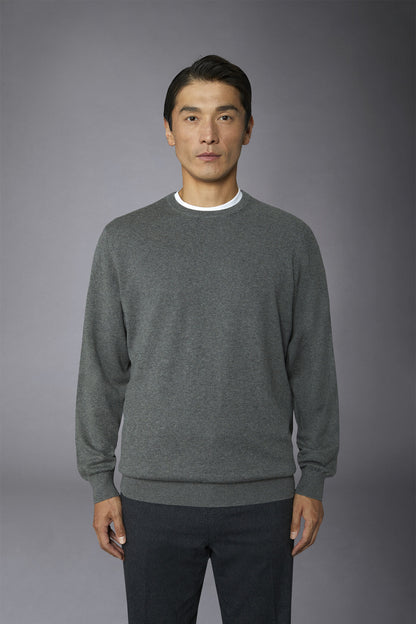 Men's roundneck wool and cotton sweater
