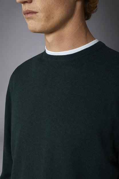 Men's roundneck wool and cotton sweater