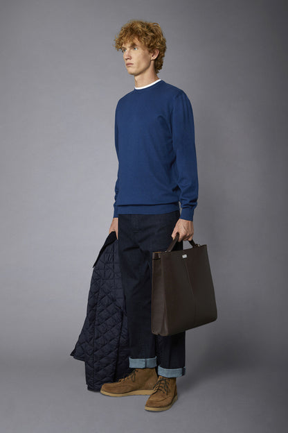 Men's roundneck wool and cotton sweater