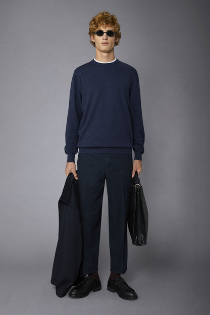 Men's roundneck wool and cotton sweater