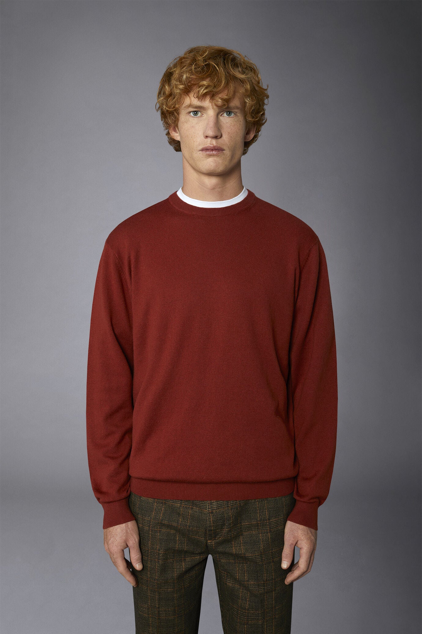 Men's roundneck wool and cotton sweater