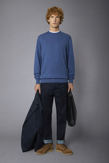 Men's roundneck wool and cotton sweater