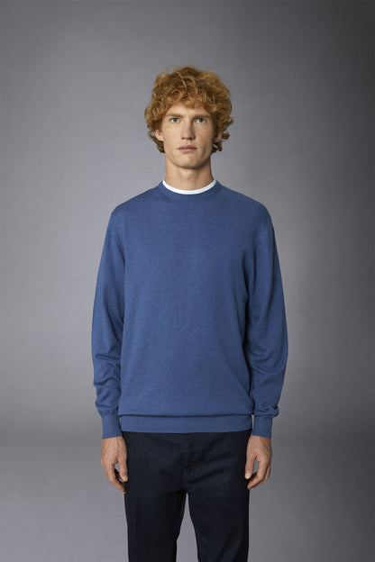 Men's roundneck wool and cotton sweater