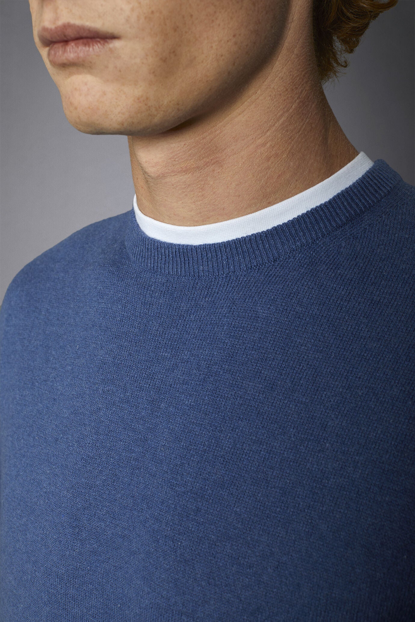 Men's roundneck wool and cotton sweater
