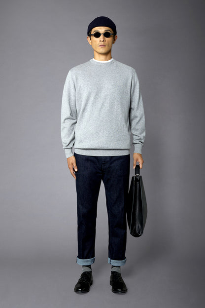 Men's roundneck wool and cotton sweater