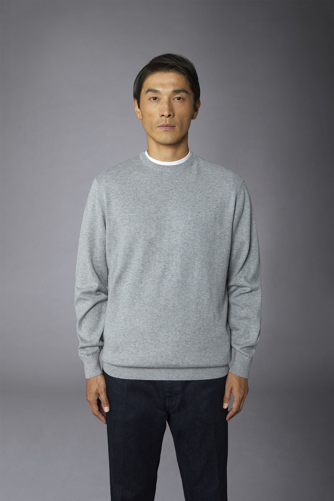 Men's roundneck wool and cotton sweater