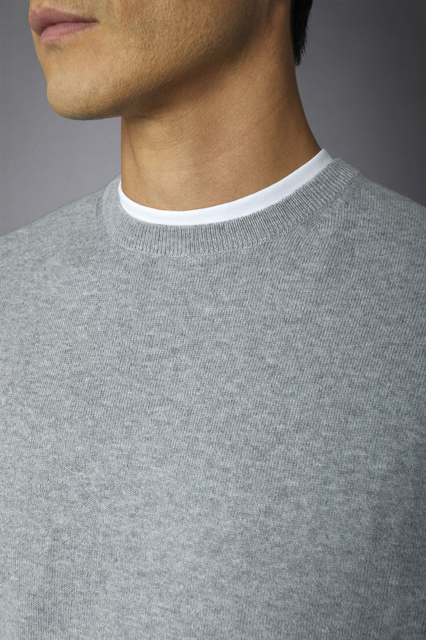 Men's roundneck wool and cotton sweater