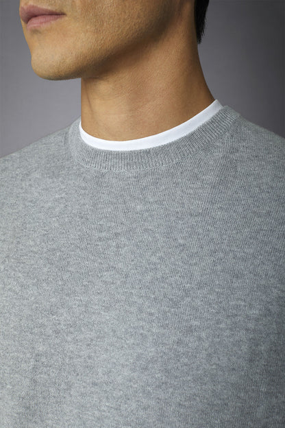 Men's roundneck wool and cotton sweater