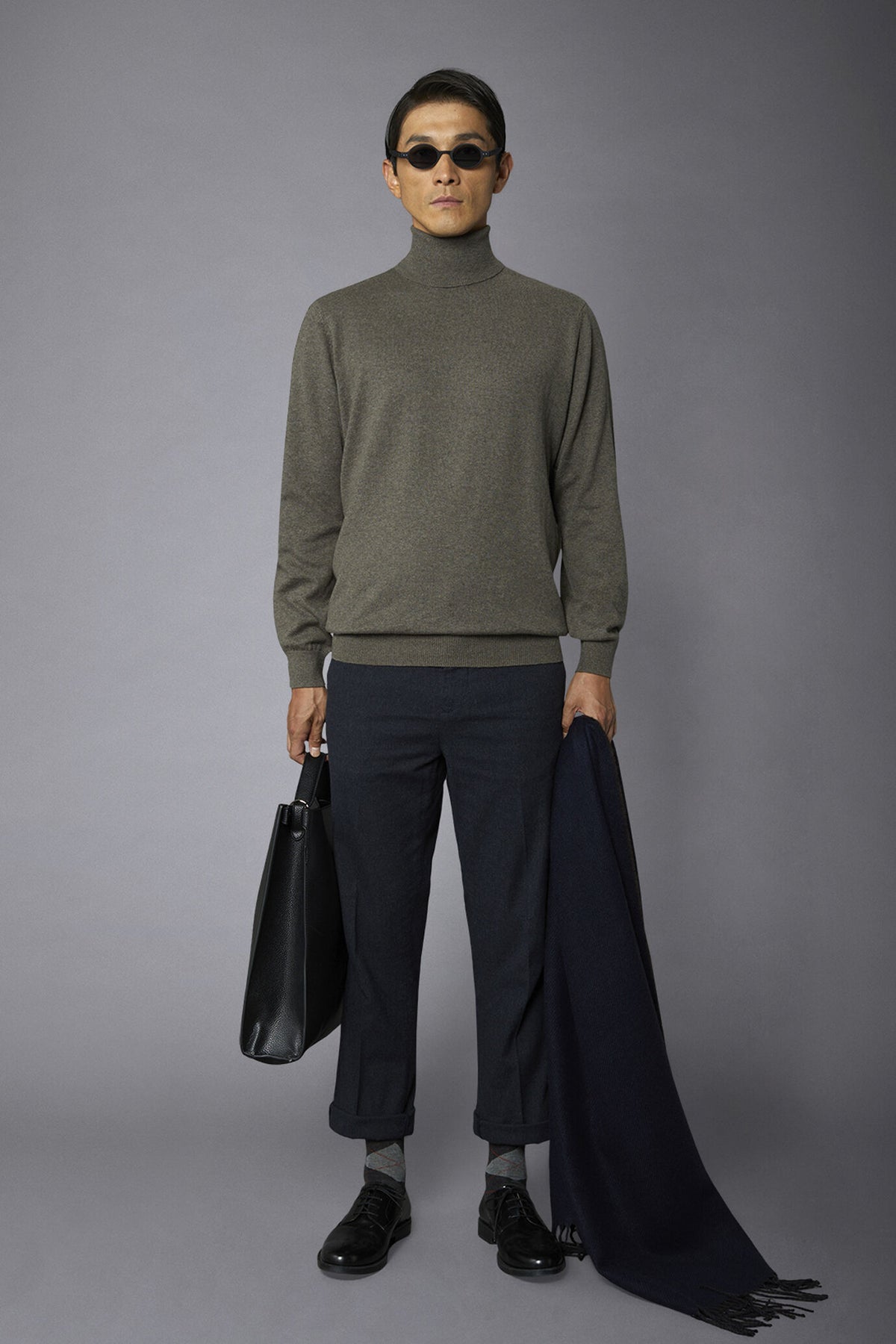Men's wool and cotton turtleneck sweater