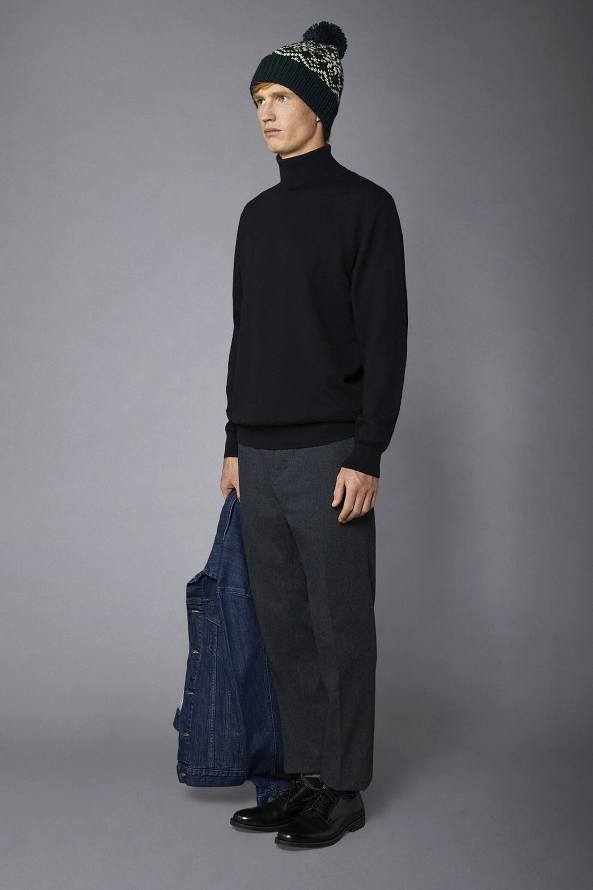 Men's wool and cotton turtleneck sweater