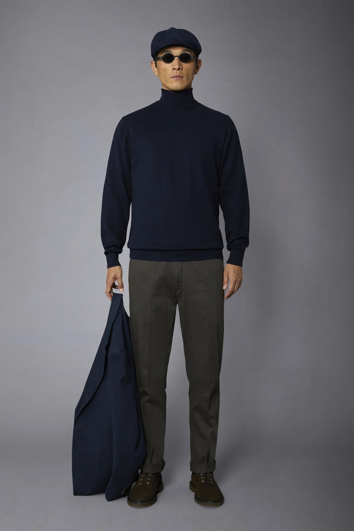 Men's wool and cotton turtleneck sweater
