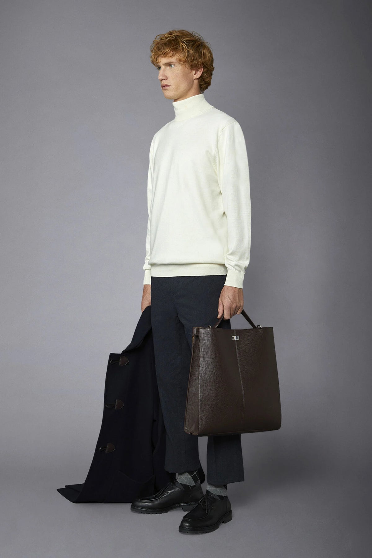 Men's wool and cotton turtleneck sweater