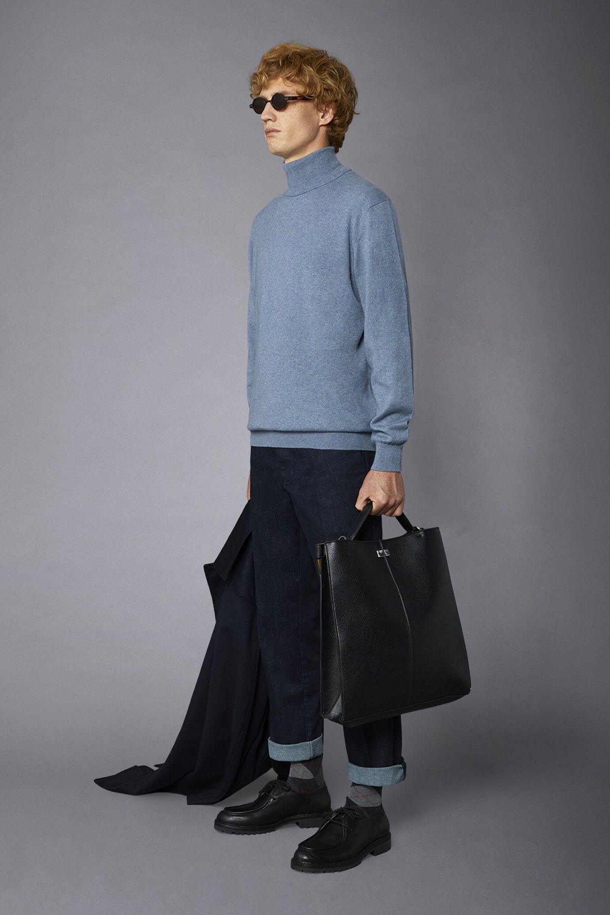 Men's wool and cotton turtleneck sweater