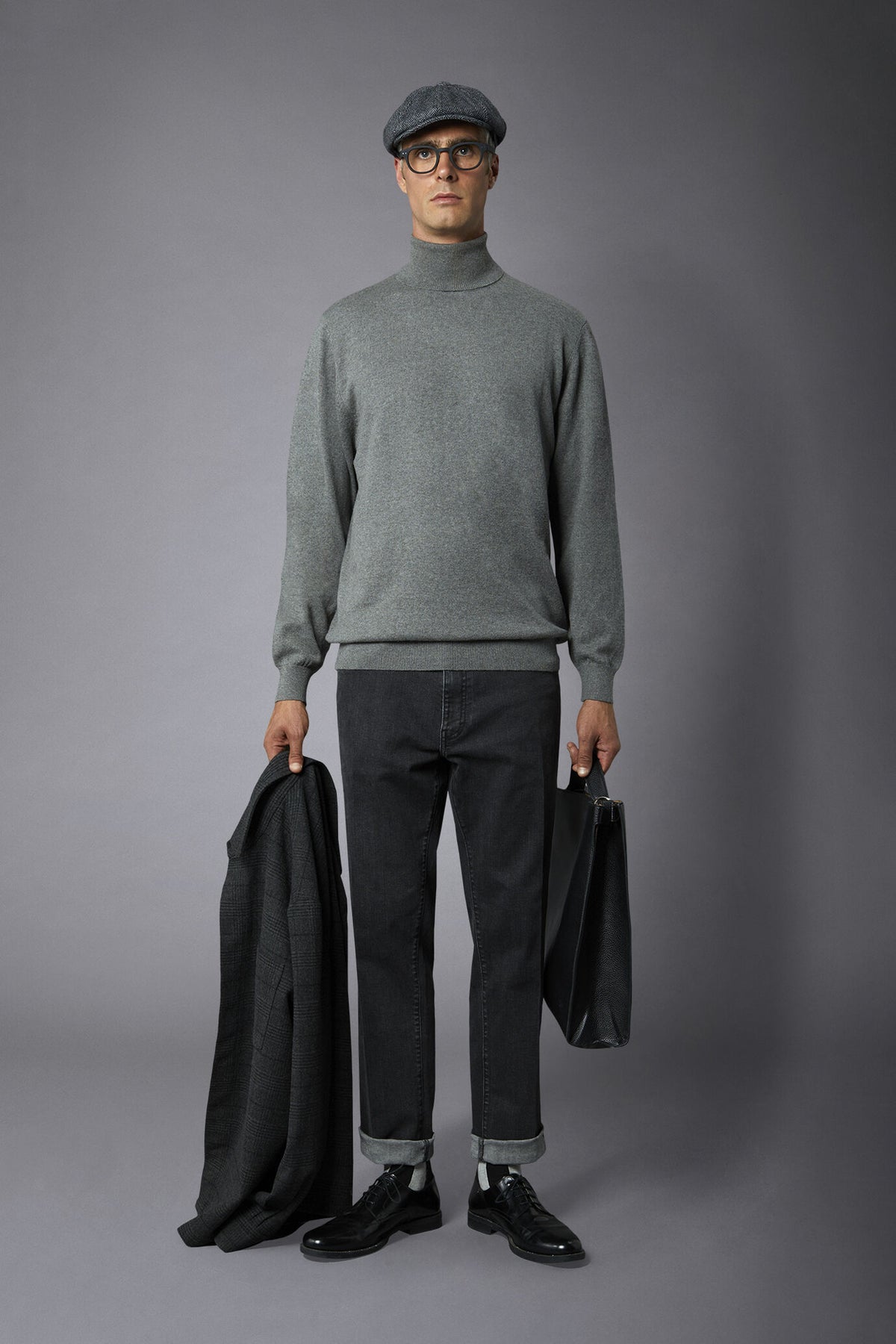 Men's wool and cotton turtleneck sweater