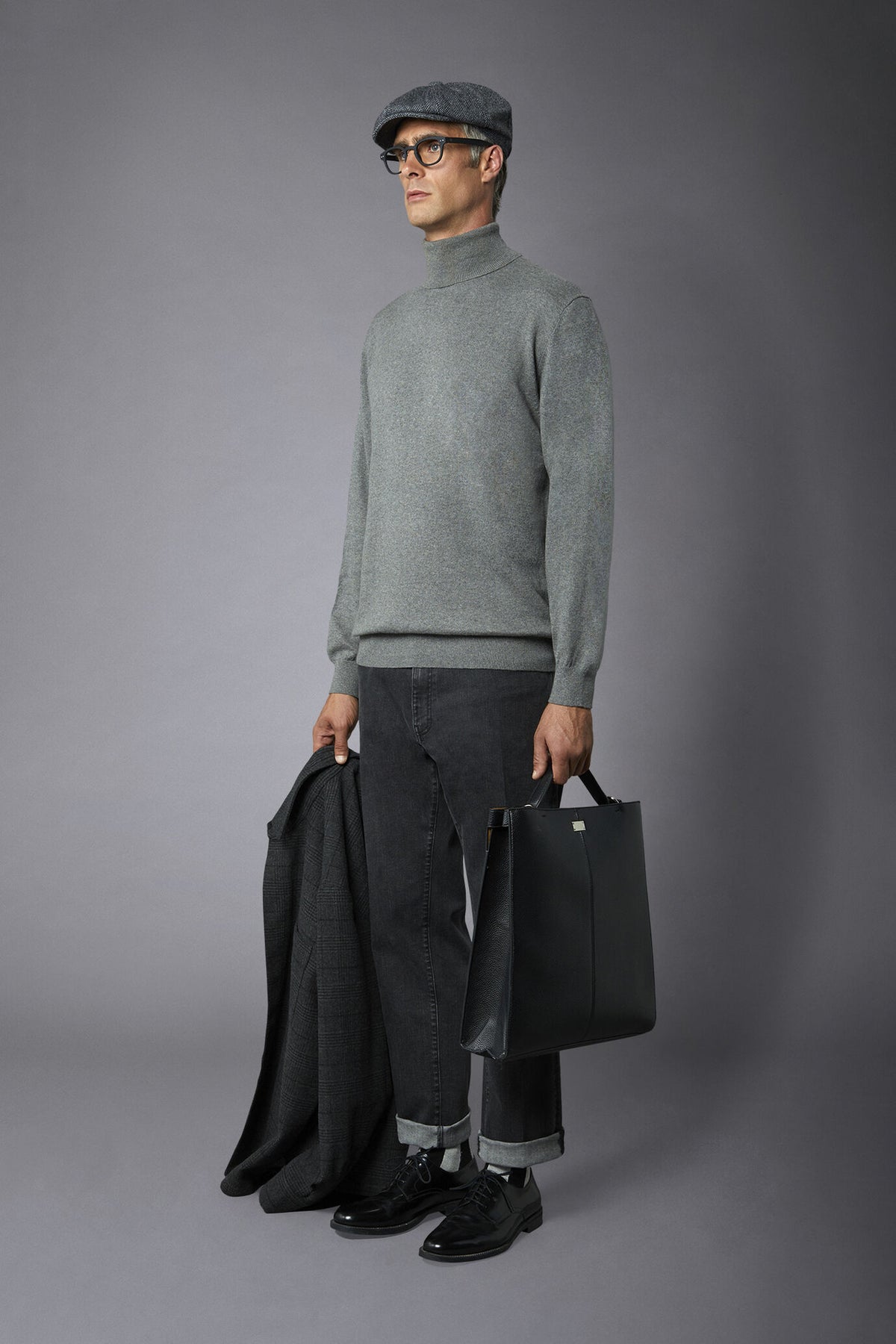 Men's wool and cotton turtleneck sweater