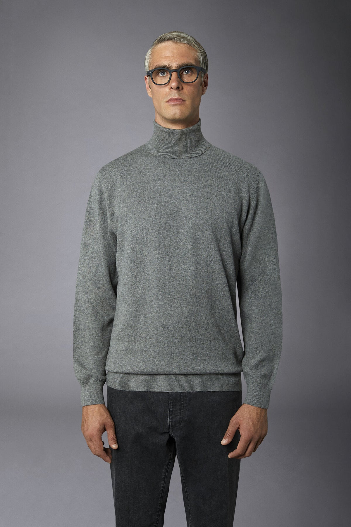 Men's wool and cotton turtleneck sweater