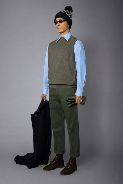 Men's wool and cotton roundneck waistcoat