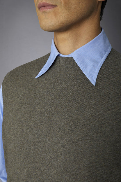 Men's wool and cotton roundneck waistcoat