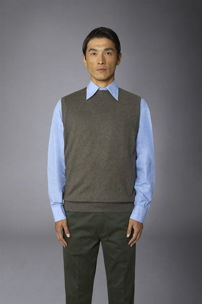 Men's wool and cotton roundneck waistcoat