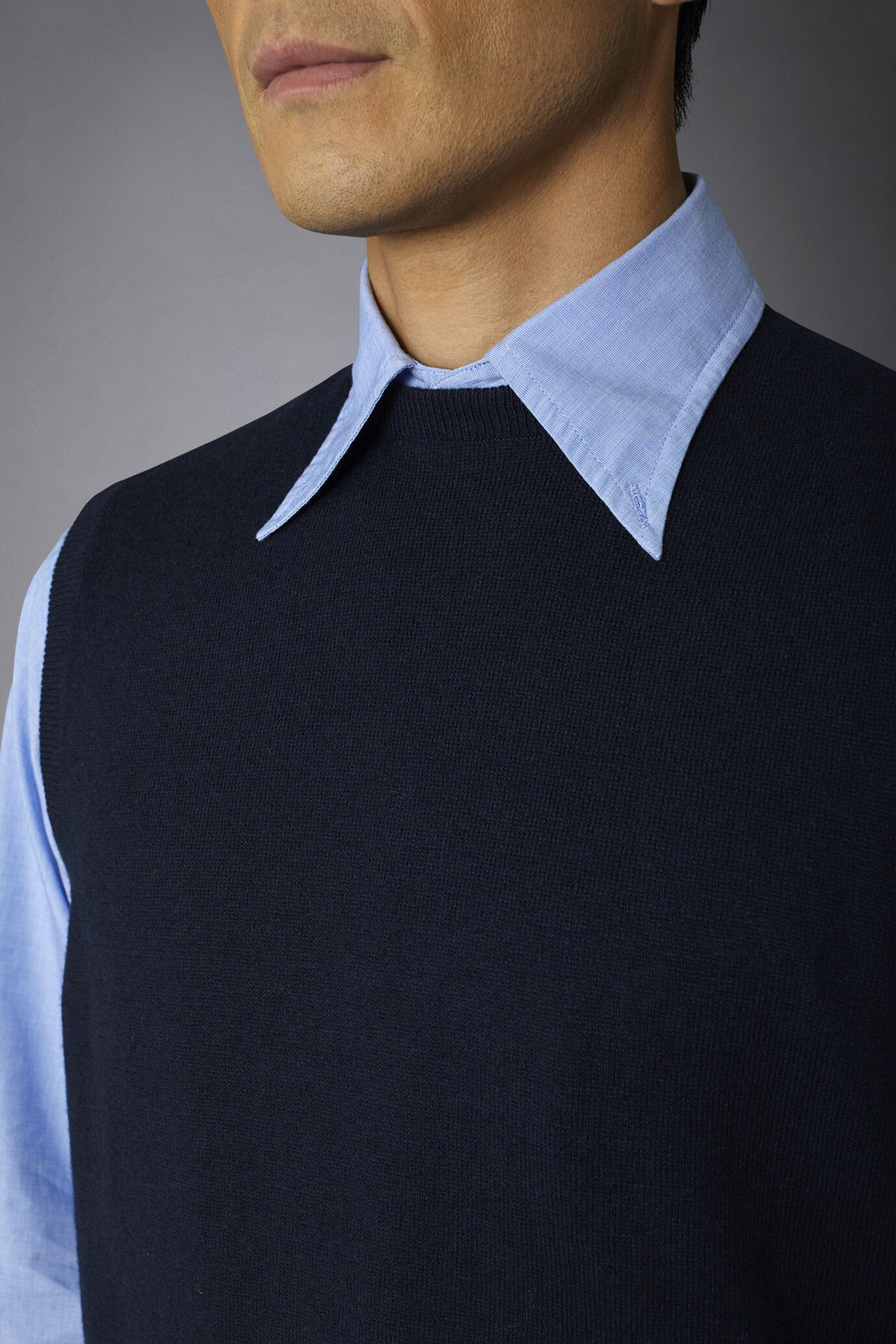 Men's wool and cotton roundneck waistcoat