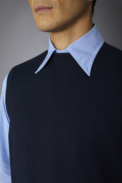 Men's wool and cotton roundneck waistcoat