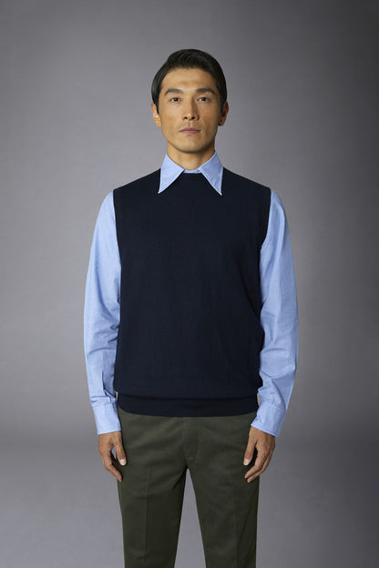 Men's wool and cotton roundneck waistcoat