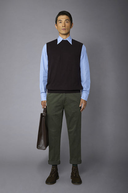 Men's wool and cotton roundneck waistcoat