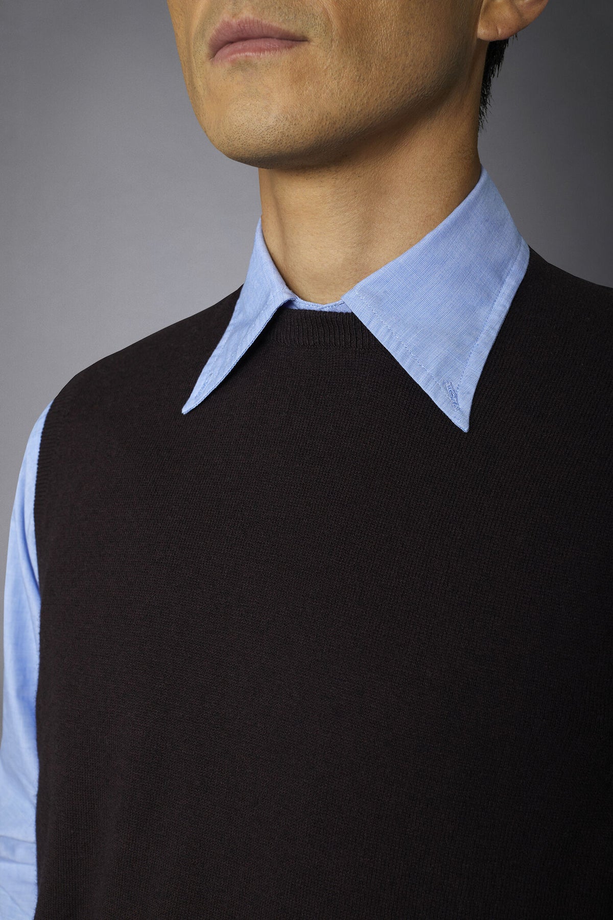 Men's wool and cotton roundneck waistcoat