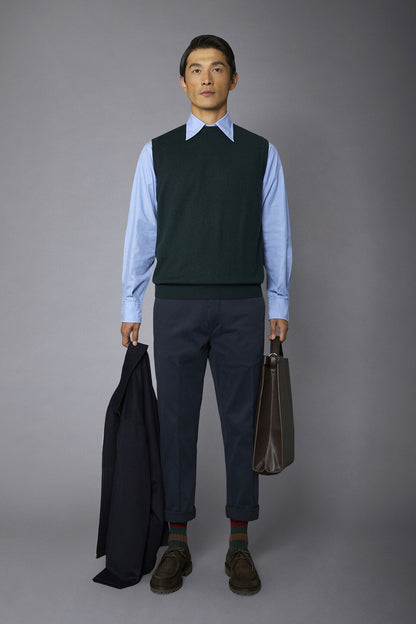 Men's wool and cotton roundneck waistcoat