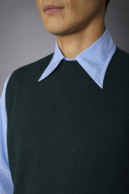 Men's wool and cotton roundneck waistcoat