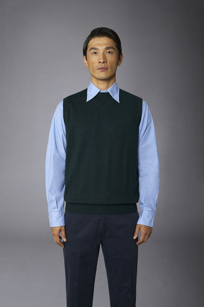 Men's wool and cotton roundneck waistcoat