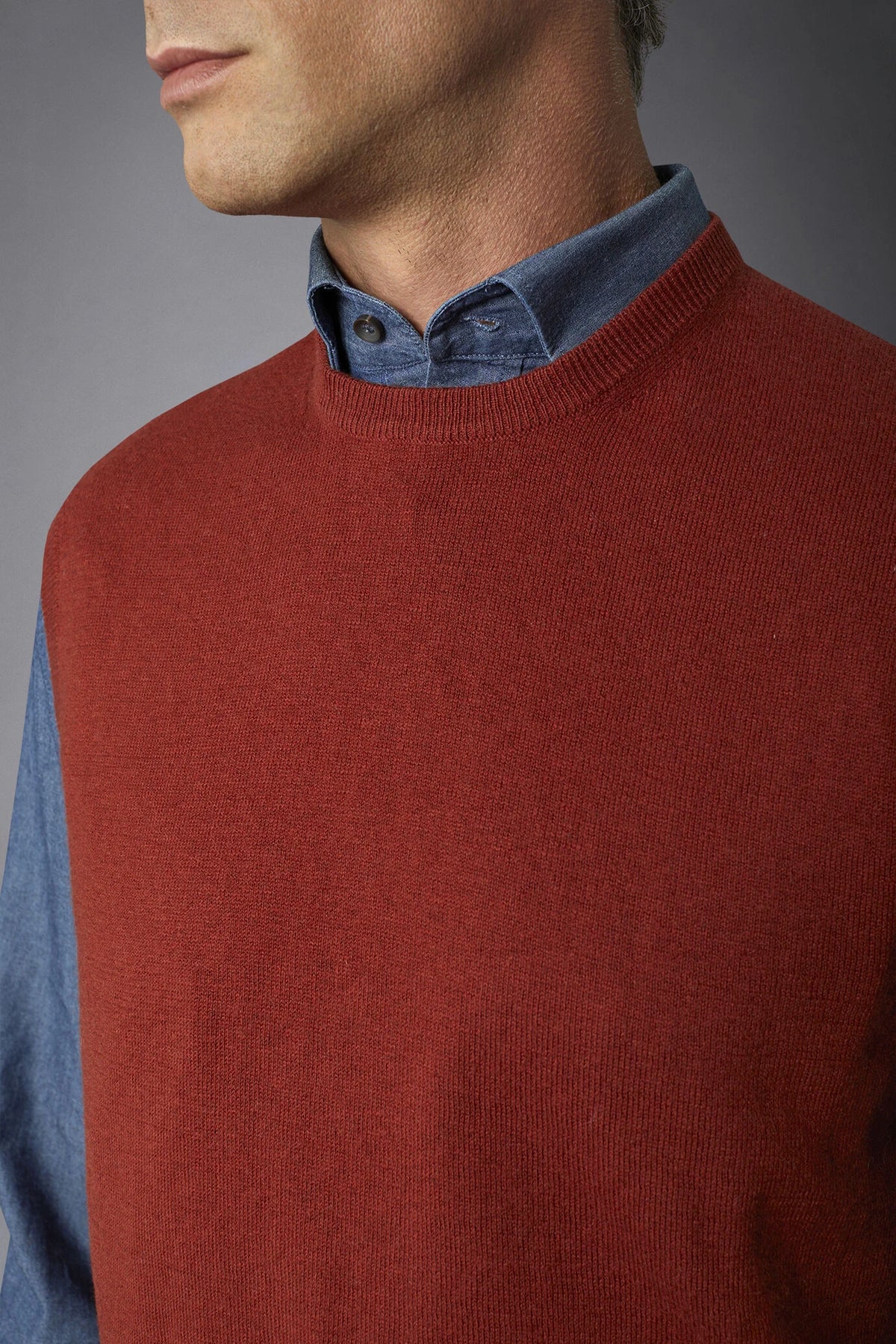 Men's wool and cotton roundneck waistcoat