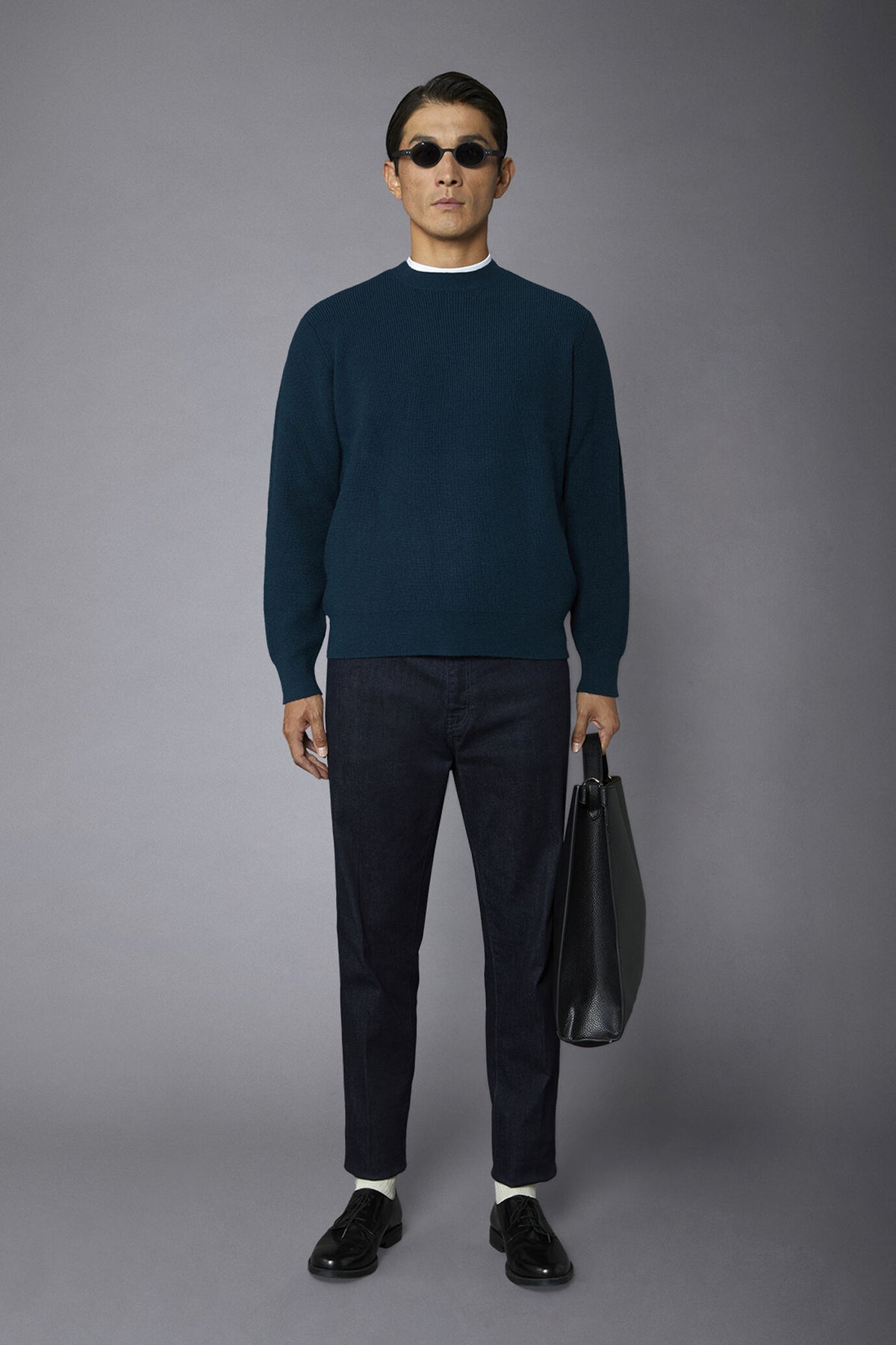 Men's roundneck sweater with English rib knitting regular fit