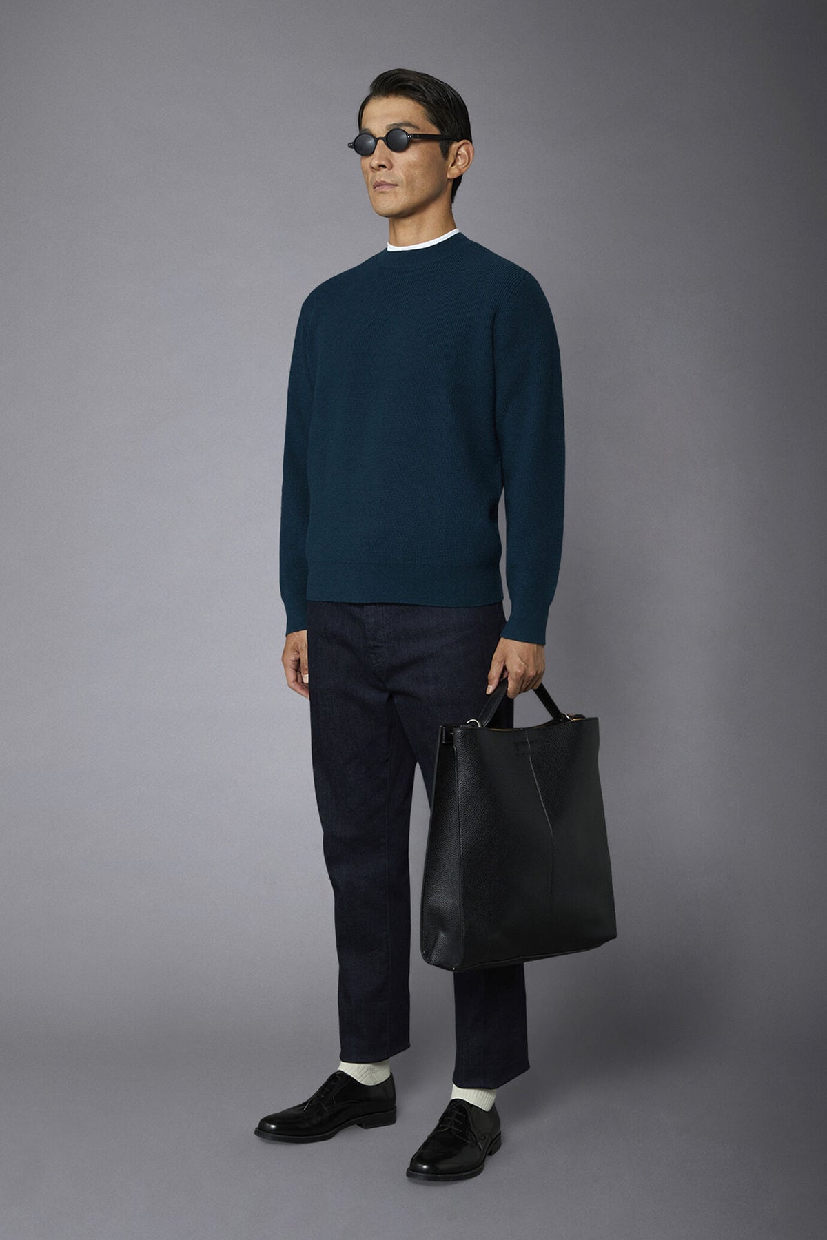 Men's roundneck sweater with English rib knitting regular fit