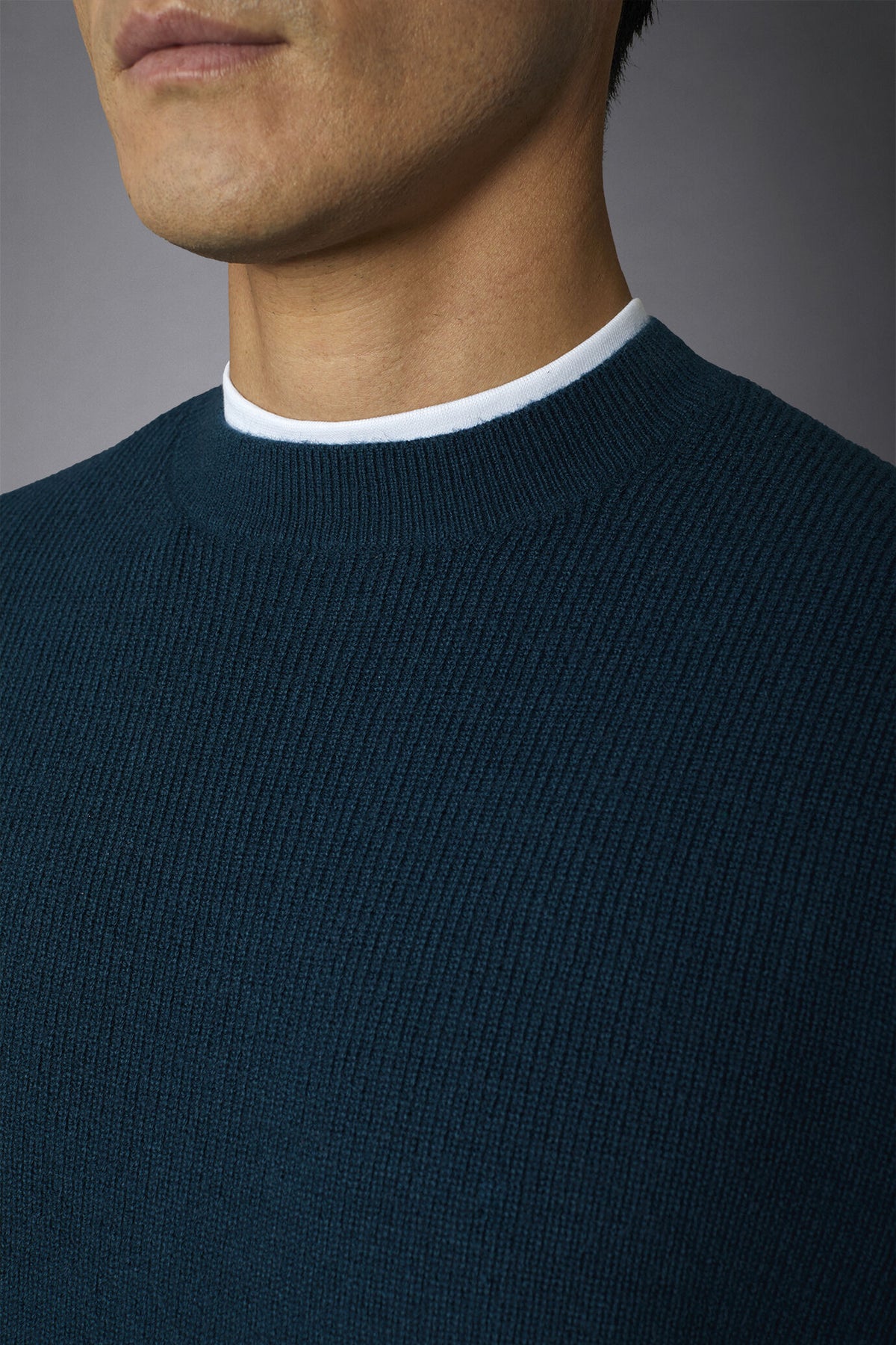 Men's roundneck sweater with English rib knitting regular fit