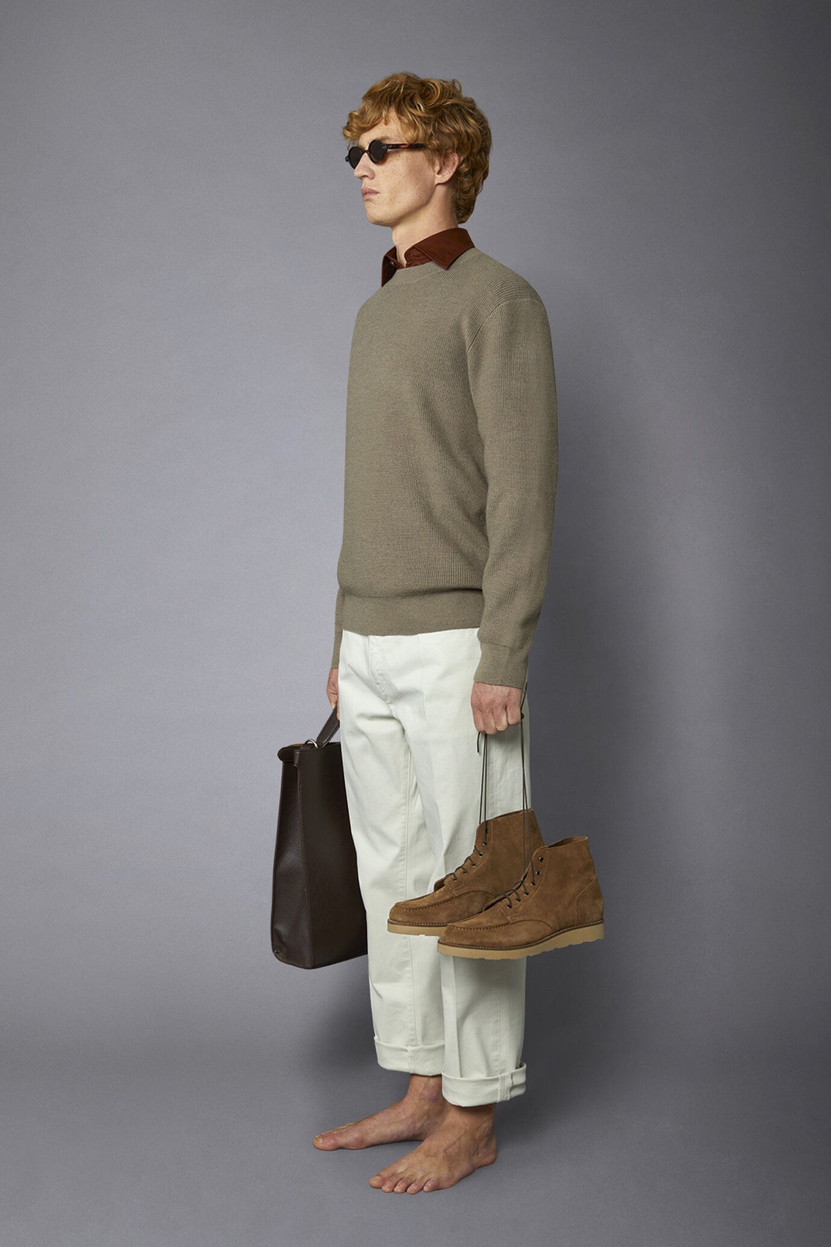 Men's roundneck sweater with English rib knitting regular fit
