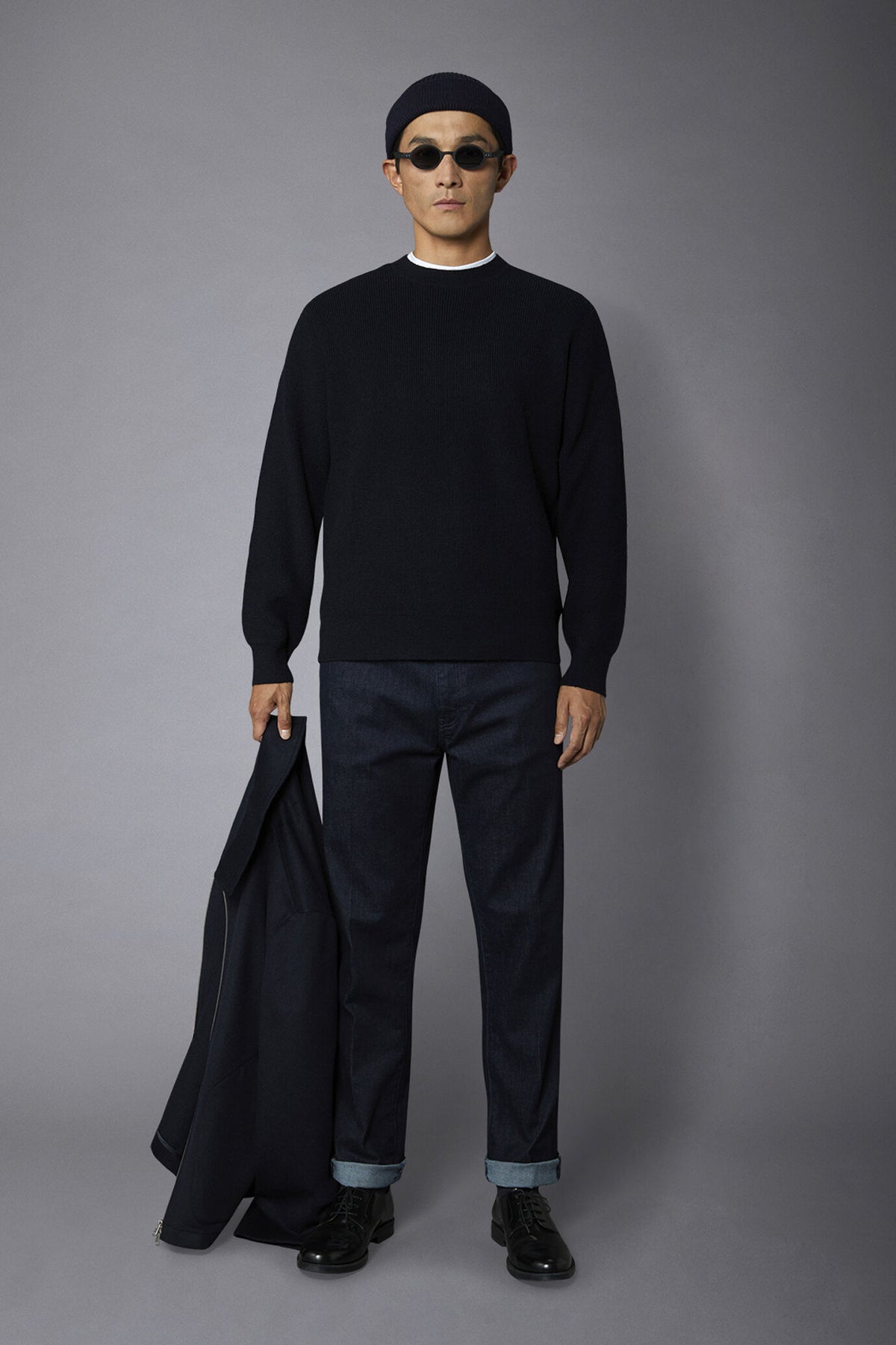 Men's roundneck sweater with English rib knitting regular fit