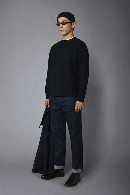 Men's roundneck sweater with English rib knitting regular fit