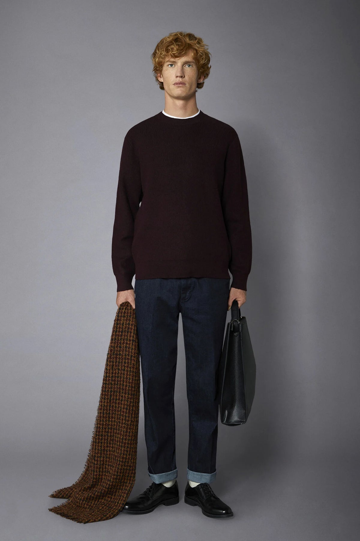 Men's roundneck sweater with English rib knitting regular fit