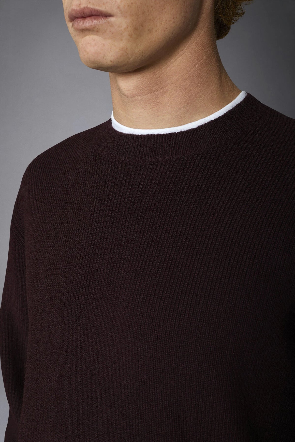 Men's roundneck sweater with English rib knitting regular fit