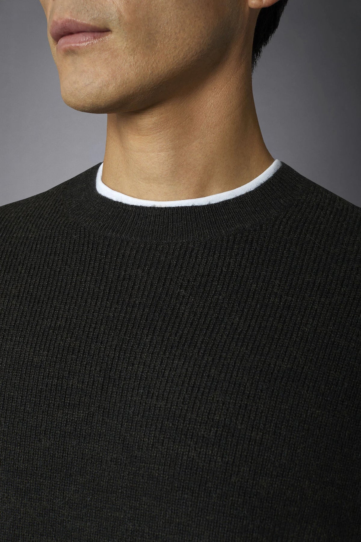 Men's roundneck sweater with English rib knitting regular fit