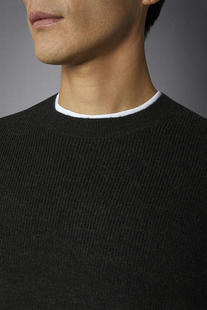 Men's roundneck sweater with English rib knitting regular fit