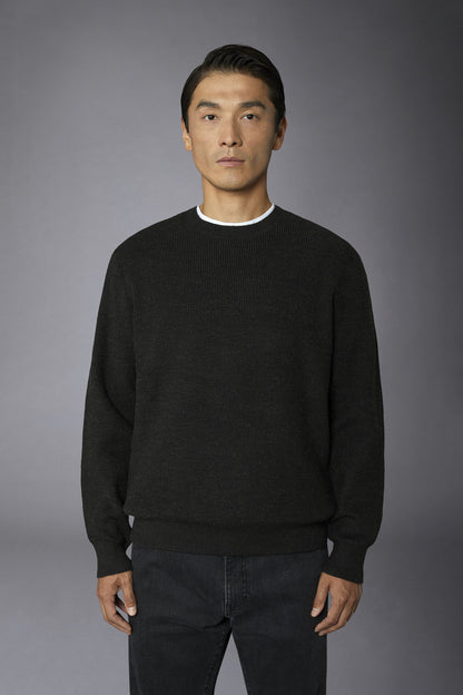 Men's roundneck sweater with English rib knitting regular fit
