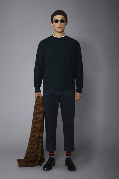 Men's roundneck sweater with English rib knitting regular fit