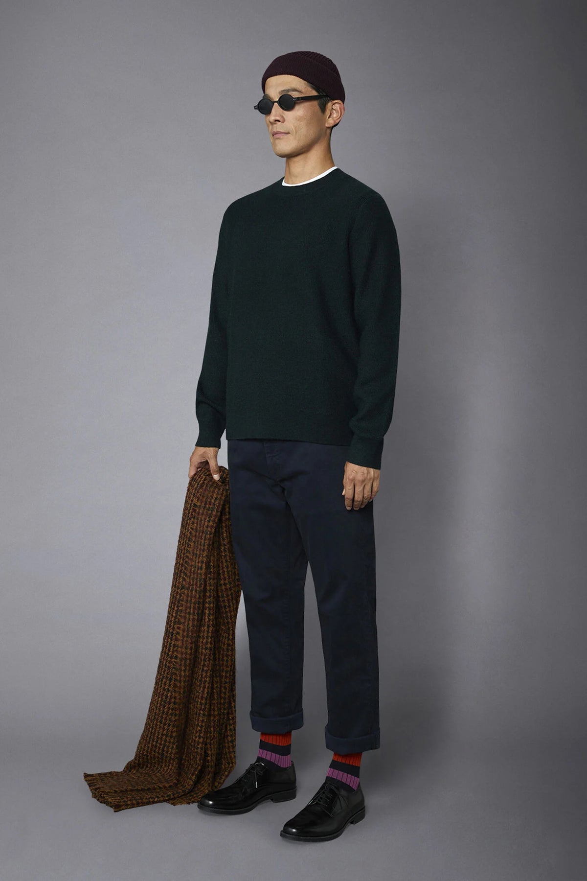 Men's roundneck sweater with English rib knitting regular fit