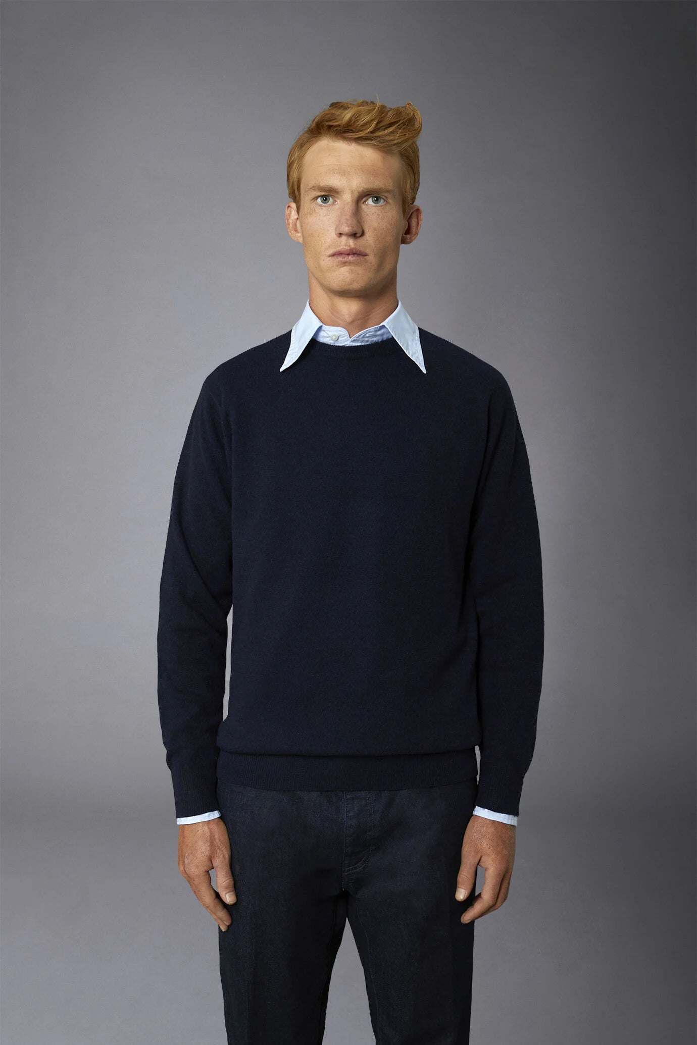 Men's crew neck wool blend lambswool regular fit sweater